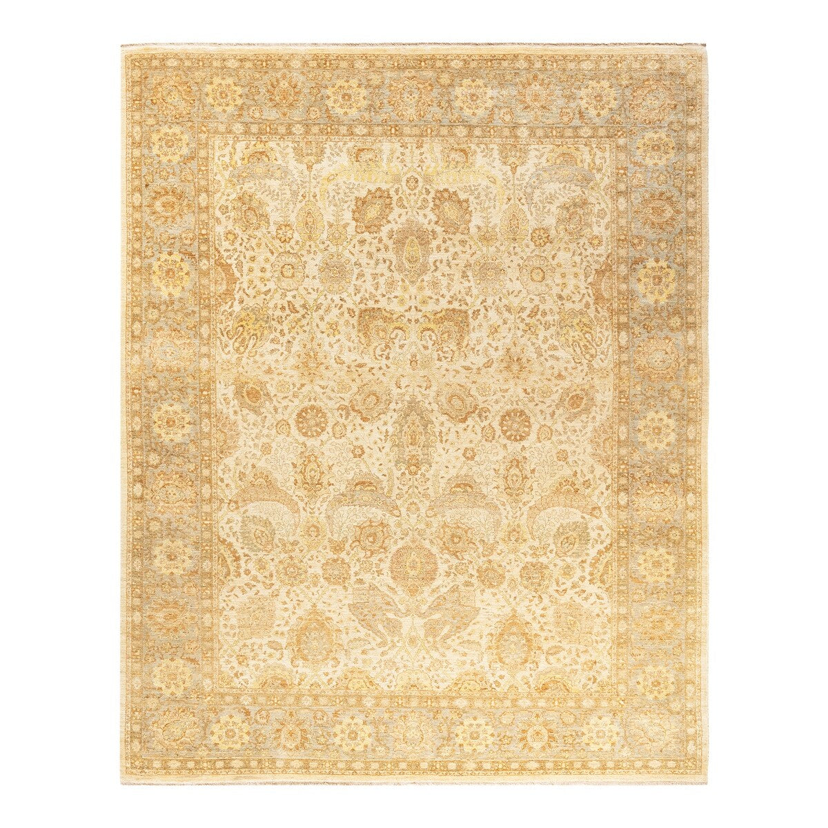 Overton Hand Knotted Wool Vintage Inspired Modern Contemporary Eclectic Ivory Area Rug - 8 x 10