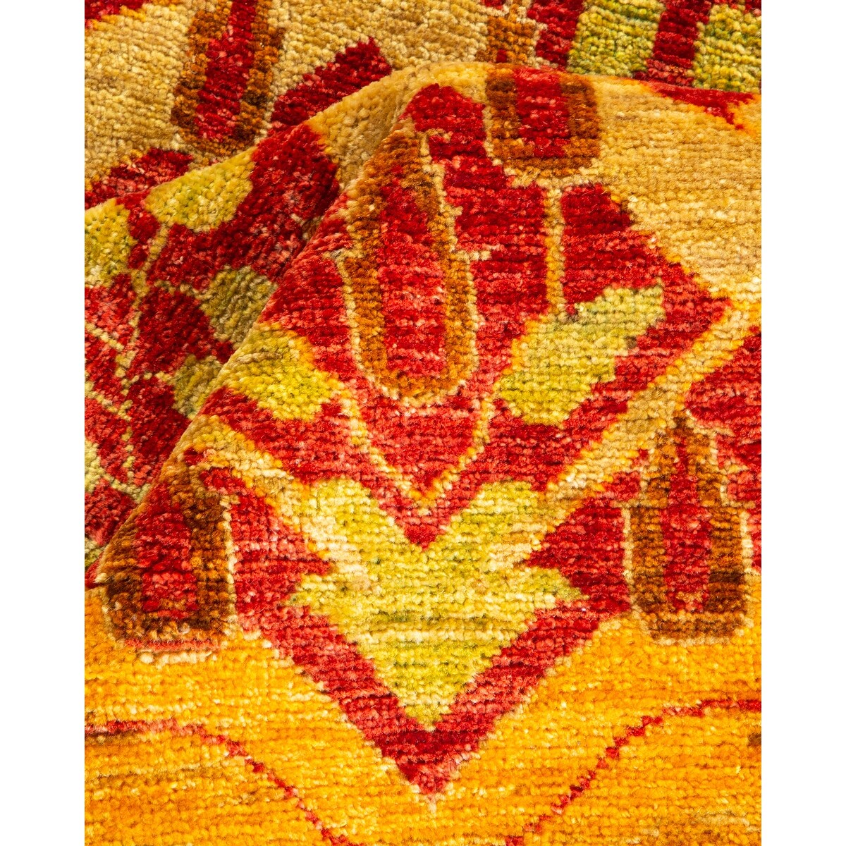 Overton Hand Knotted Wool Contemporary Floral Red Runner