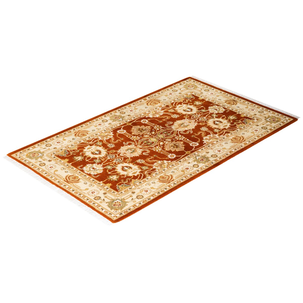 Overton Hand Knotted Wool Traditional Oriental Orange Runner
