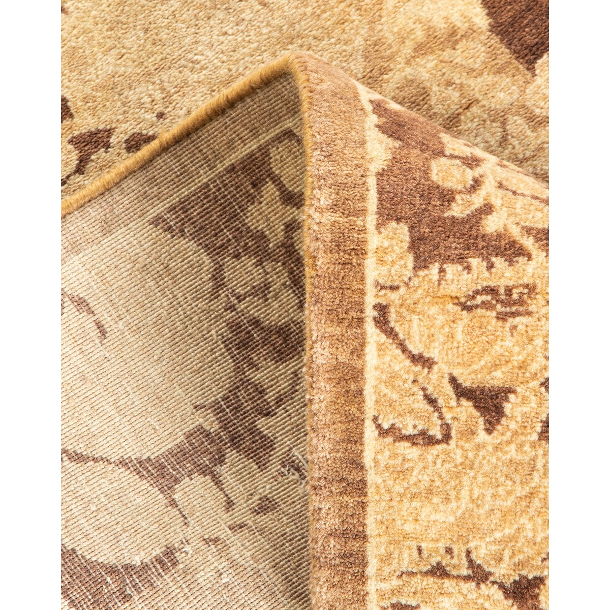 Overton Handknotted Wool Traditional Abstract Brown Runner