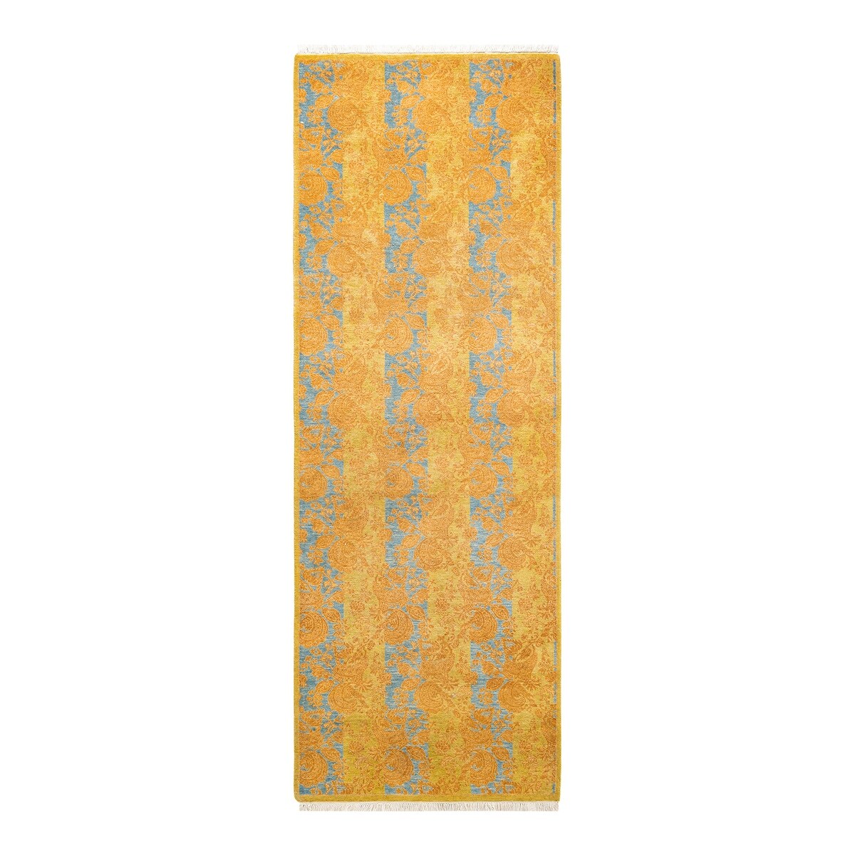 Overton Handknotted Wool Traditional Abstract Green Runner