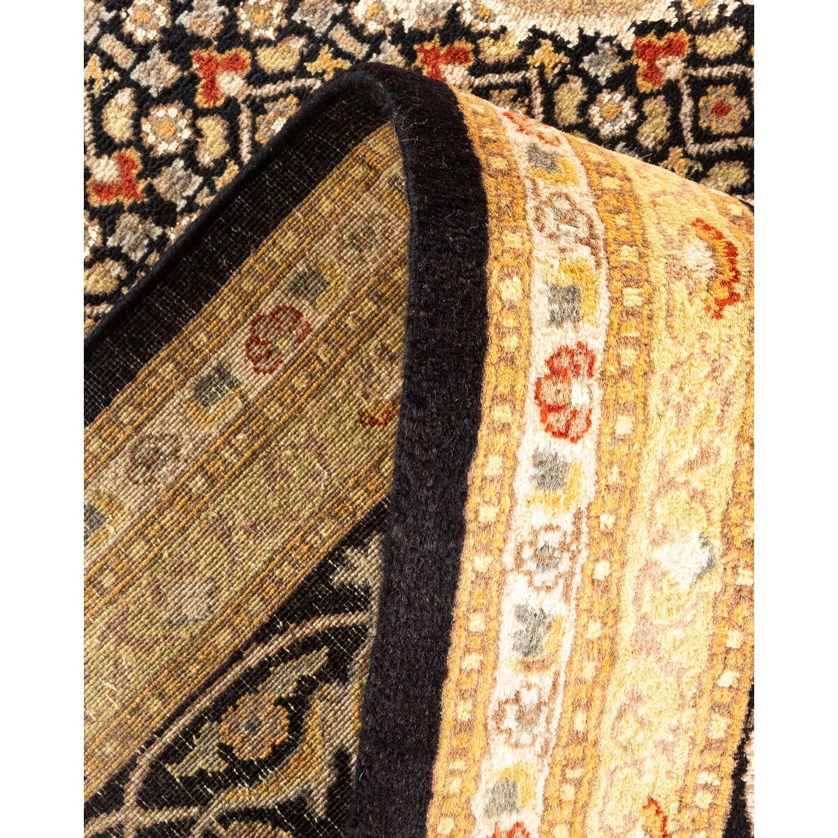 Overton Hand Knotted Wool Vintage Inspired Traditional Mogul Black Area Rug - 8 x 10
