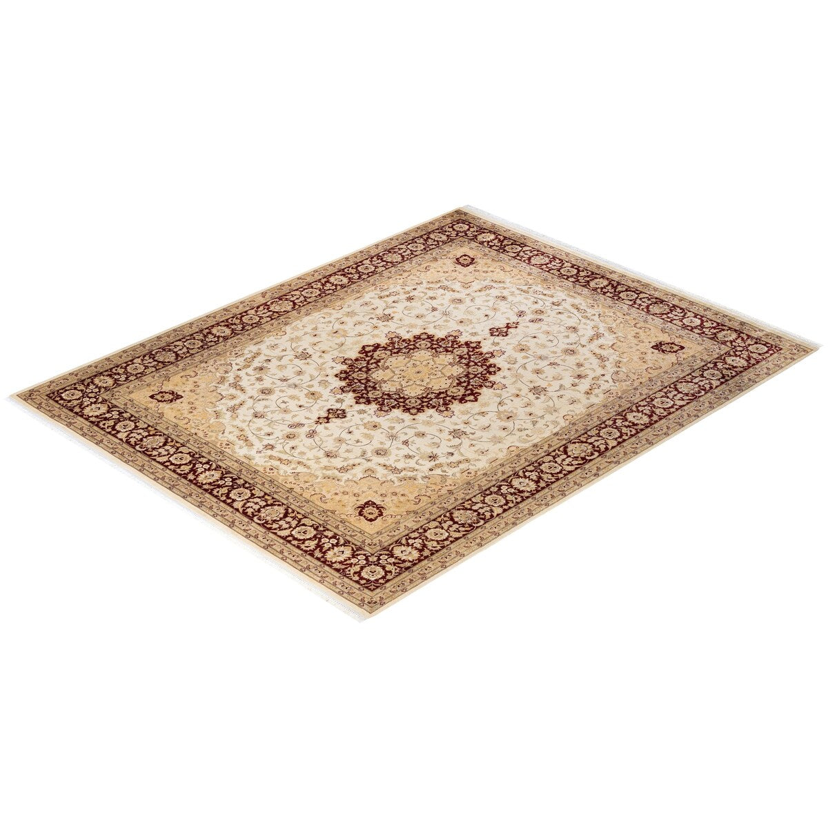 Overton Hand Knotted Wool Vintage Inspired Traditional Mogul Ivory Area Rug - 8 x 10