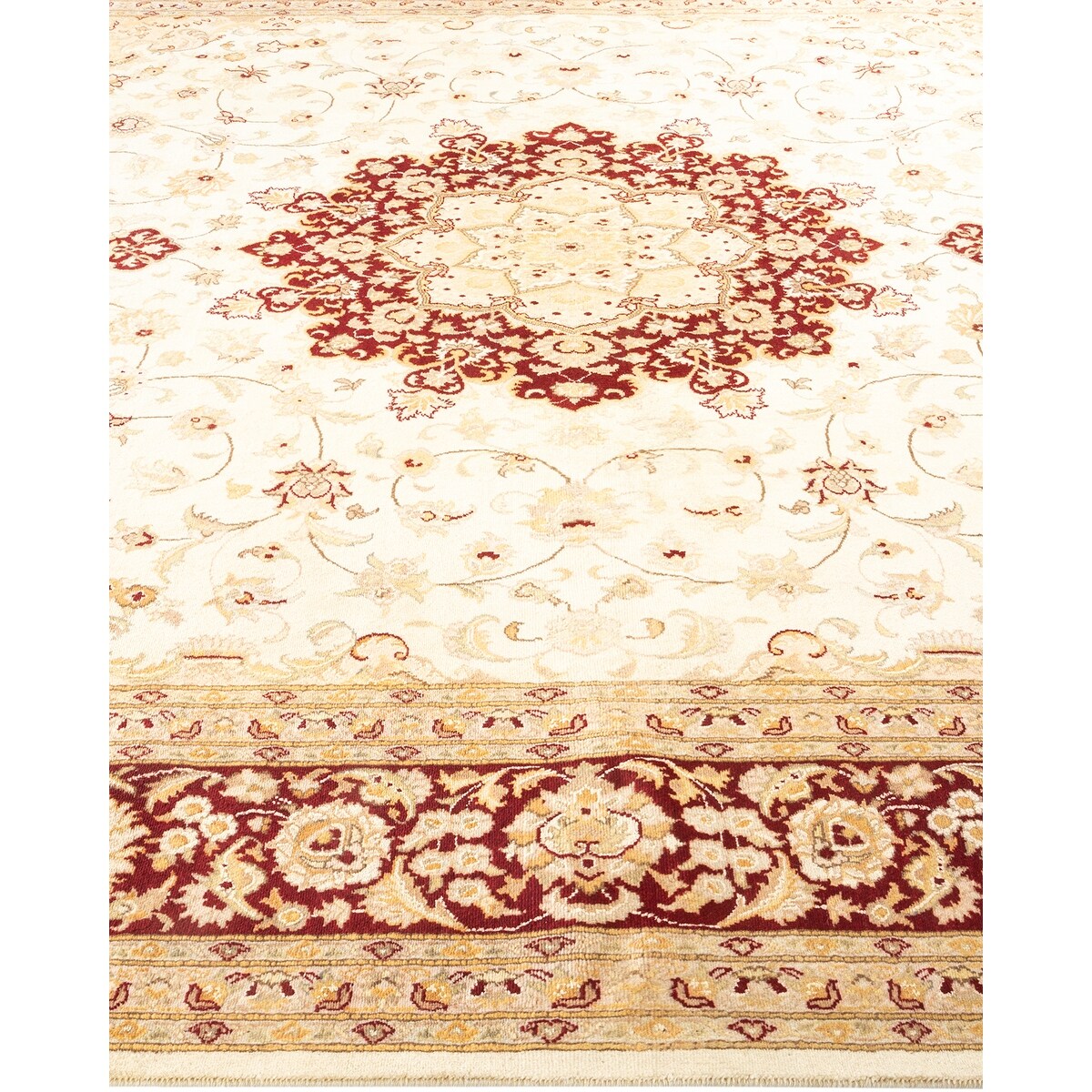 Overton Hand Knotted Wool Vintage Inspired Traditional Mogul Ivory Area Rug - 8 x 10