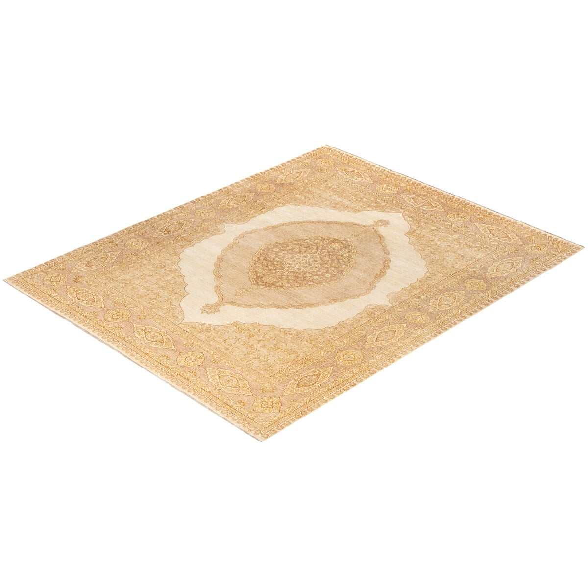 Overton Hand Knotted Wool Vintage Inspired Traditional Mogul Ivory Area Rug - 8 x 10