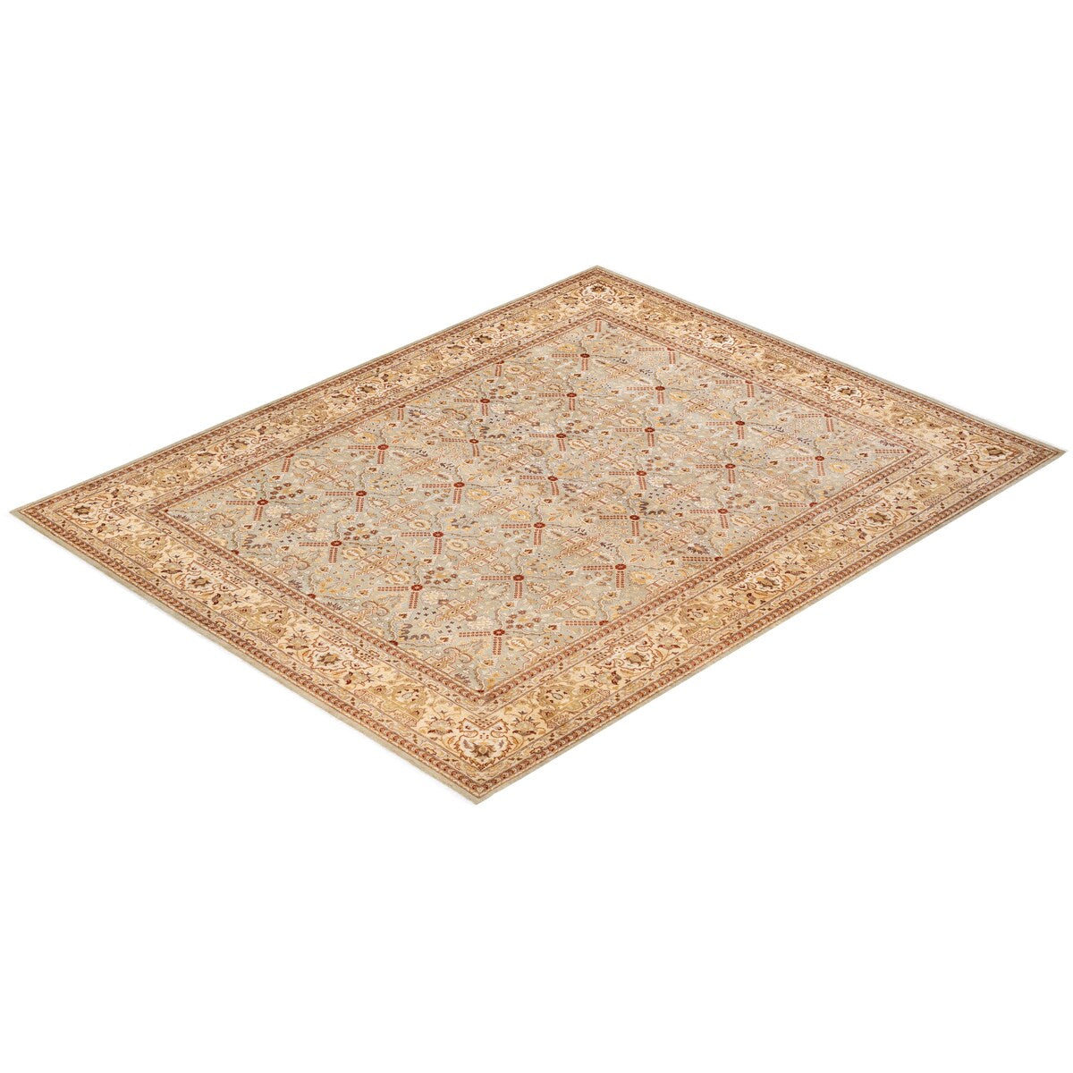 Overton Hand Knotted Wool Vintage Inspired Traditional Mogul Ivory Area Rug - 8 x 10