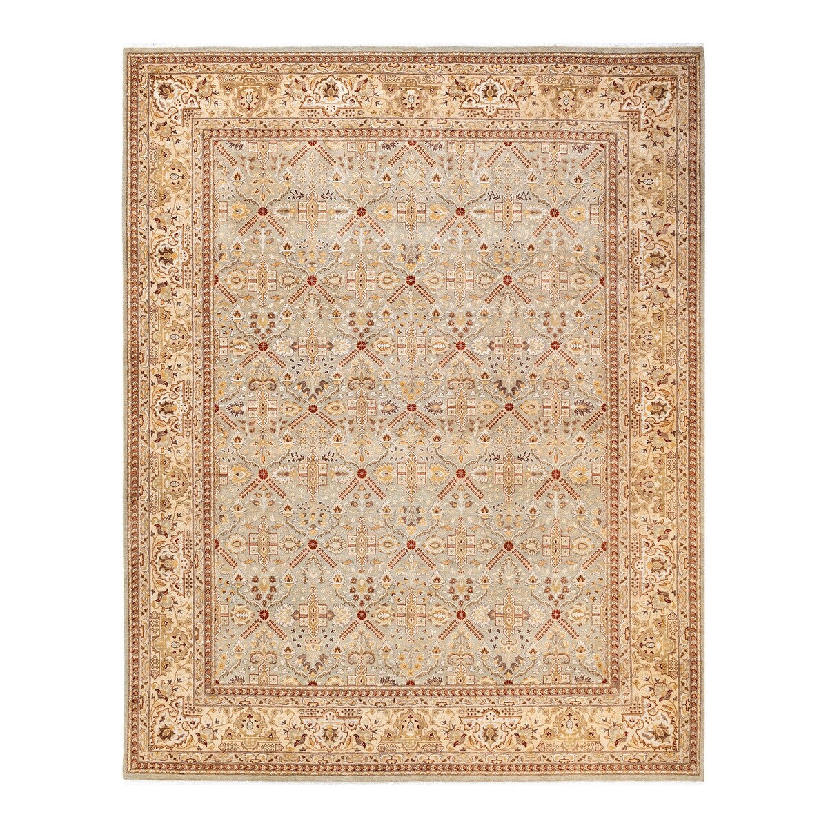 Overton Hand Knotted Wool Vintage Inspired Traditional Mogul Ivory Area Rug - 8 x 10