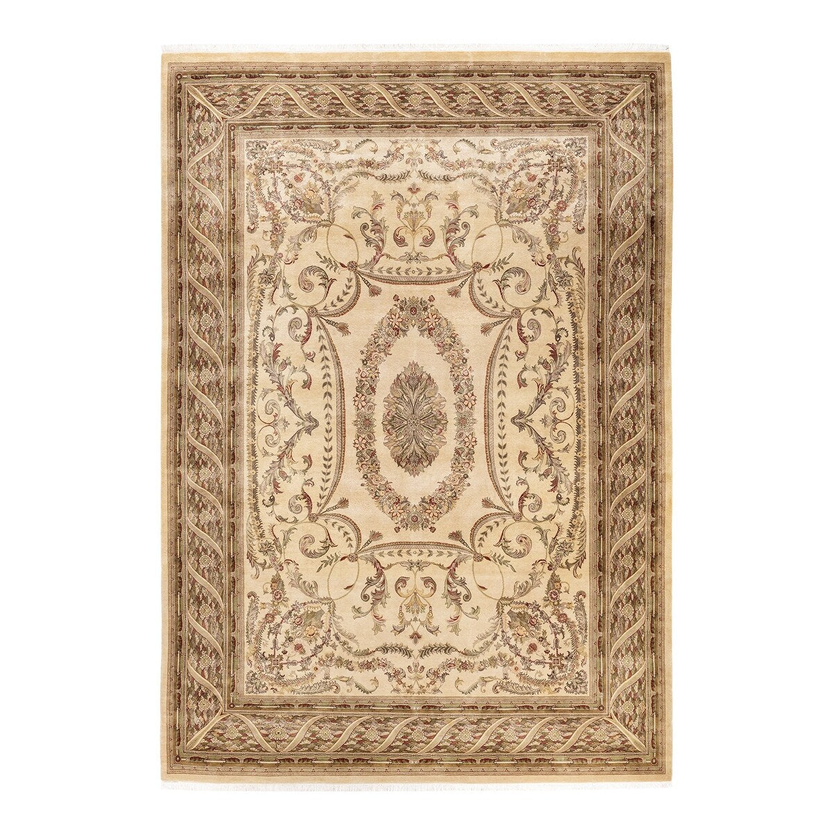Overton Hand Knotted Wool Vintage Inspired Traditional Mogul Ivory Area Rug - 8 x 10
