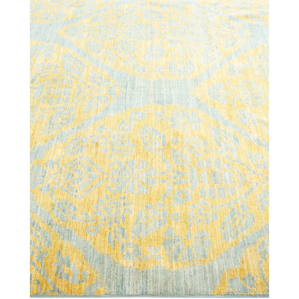 Overton Hand Knotted Wool Vintage Inspired Modern Contemporary Eclectic Light Blue Area Rug - 5' 1" x 7' 10"