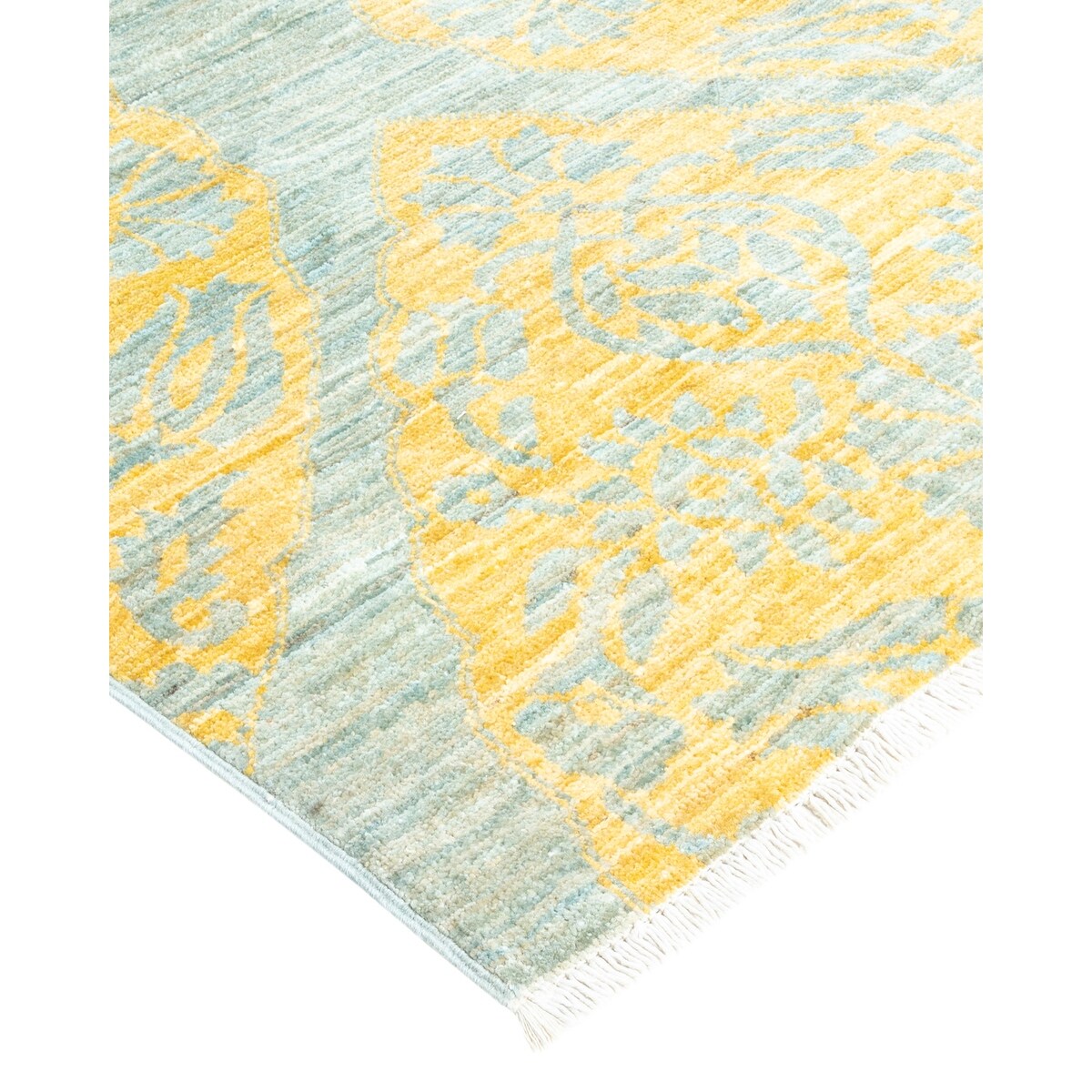 Overton Hand Knotted Wool Vintage Inspired Modern Contemporary Eclectic Light Blue Area Rug - 5' 1" x 7' 10"