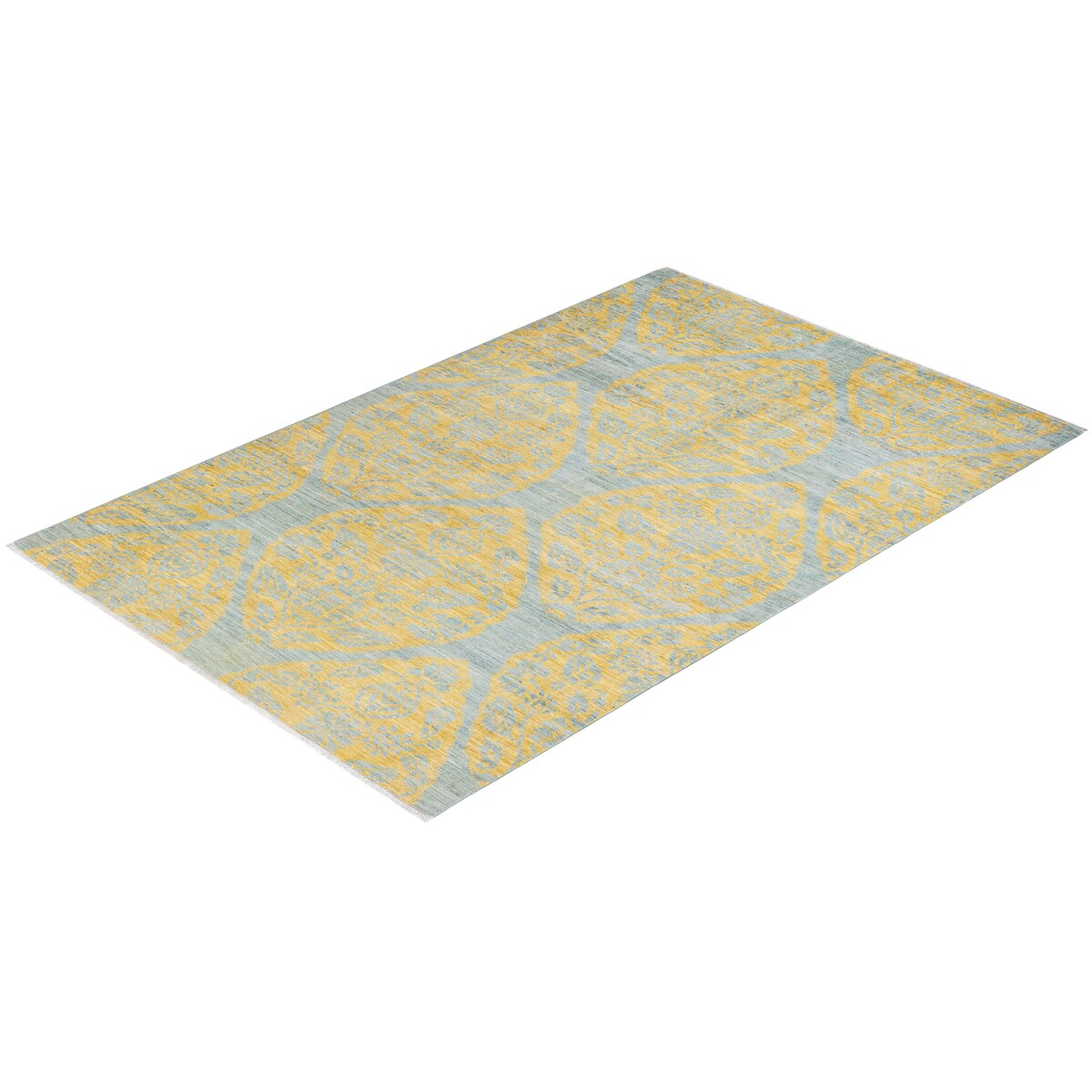 Overton Hand Knotted Wool Vintage Inspired Modern Contemporary Eclectic Light Blue Area Rug - 5' 1" x 7' 10"