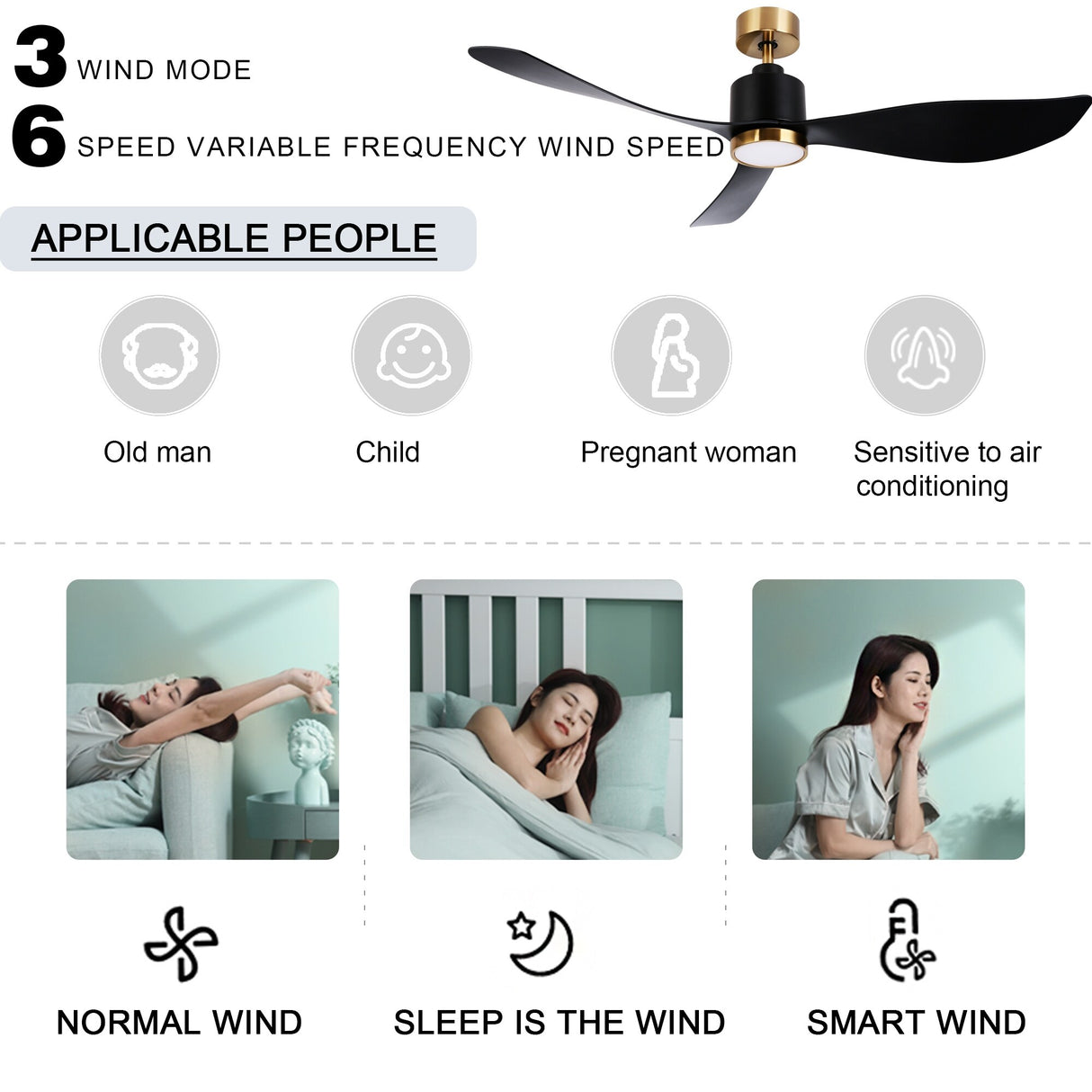OVIOS Elegant 52-inch 2-in-1 Ceiling Fan Light with Remote Control