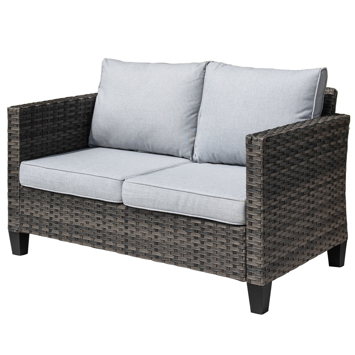 OVIOS Patio Outdoor Grey Wicker Loveseat