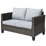 OVIOS Patio Outdoor Grey Wicker Loveseat
