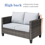 OVIOS Patio Outdoor Grey Wicker Loveseat