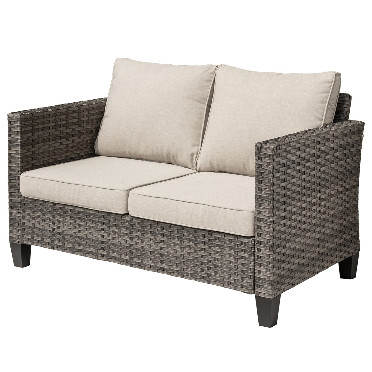 OVIOS Patio Outdoor Grey Wicker Loveseat