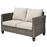 OVIOS Patio Outdoor Grey Wicker Loveseat