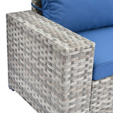 OVIOS Patio Wicker Furniture Wide Arm 6-piece Set with Table