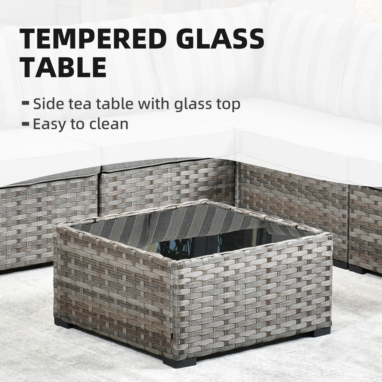 OVIOS Patio Wicker Furniture Wide Arm 6-piece Set with Table