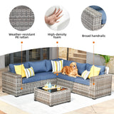 OVIOS Patio Wicker Furniture Wide Arm 6-piece Set with Table