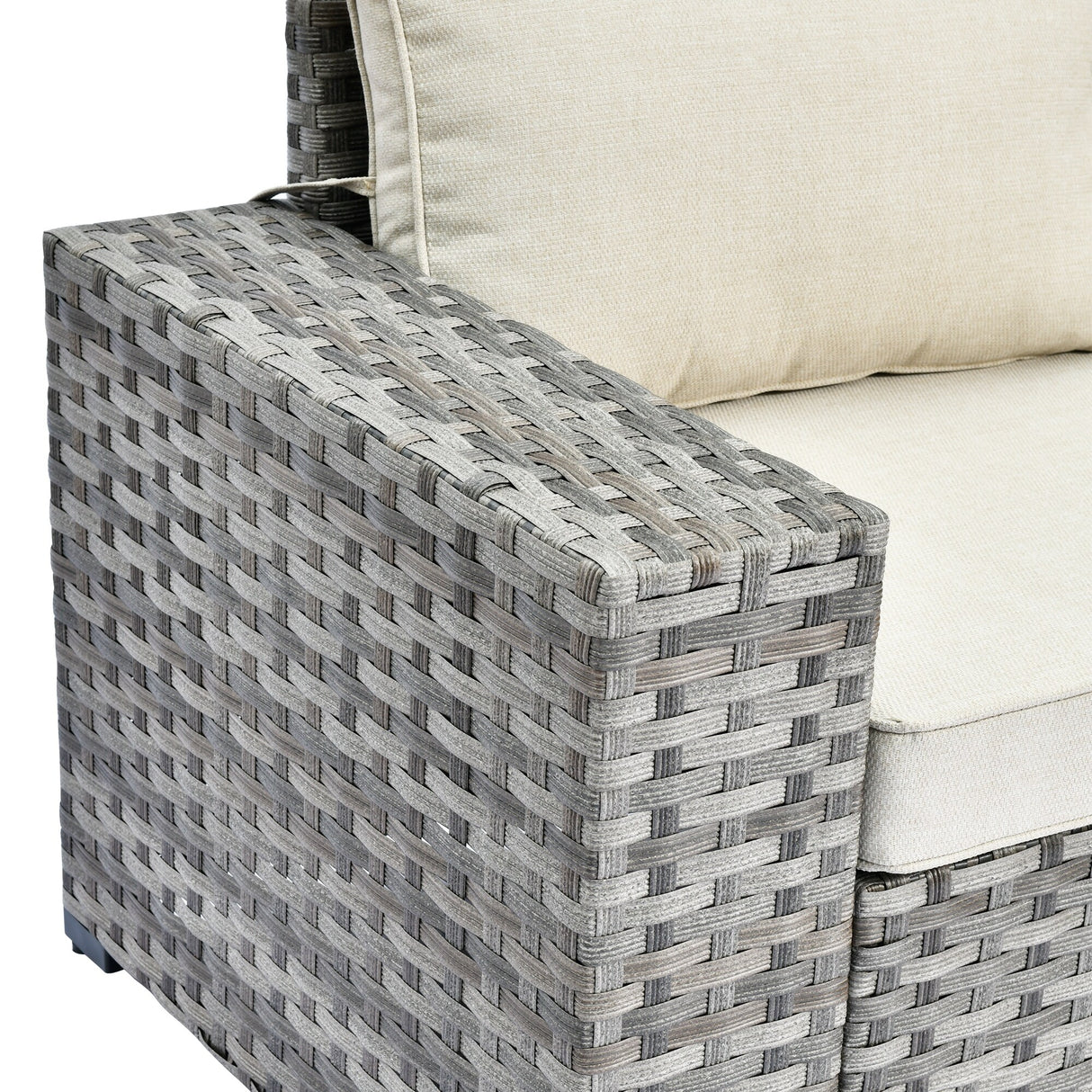 OVIOS Patio Wicker Furniture Wide Arm 6-piece Set with Table