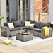 OVIOS Patio Wicker Furniture Wide Arm 6-piece Set with Table