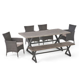 Owen Aluminum Wicker Outdoor 6-piece Dining Set by Christopher Knight Home