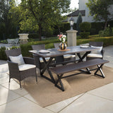 Owen Aluminum Wicker Outdoor 6-piece Dining Set by Christopher Knight Home