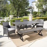 Owen Aluminum Wicker Outdoor 6-piece Dining Set by Christopher Knight Home