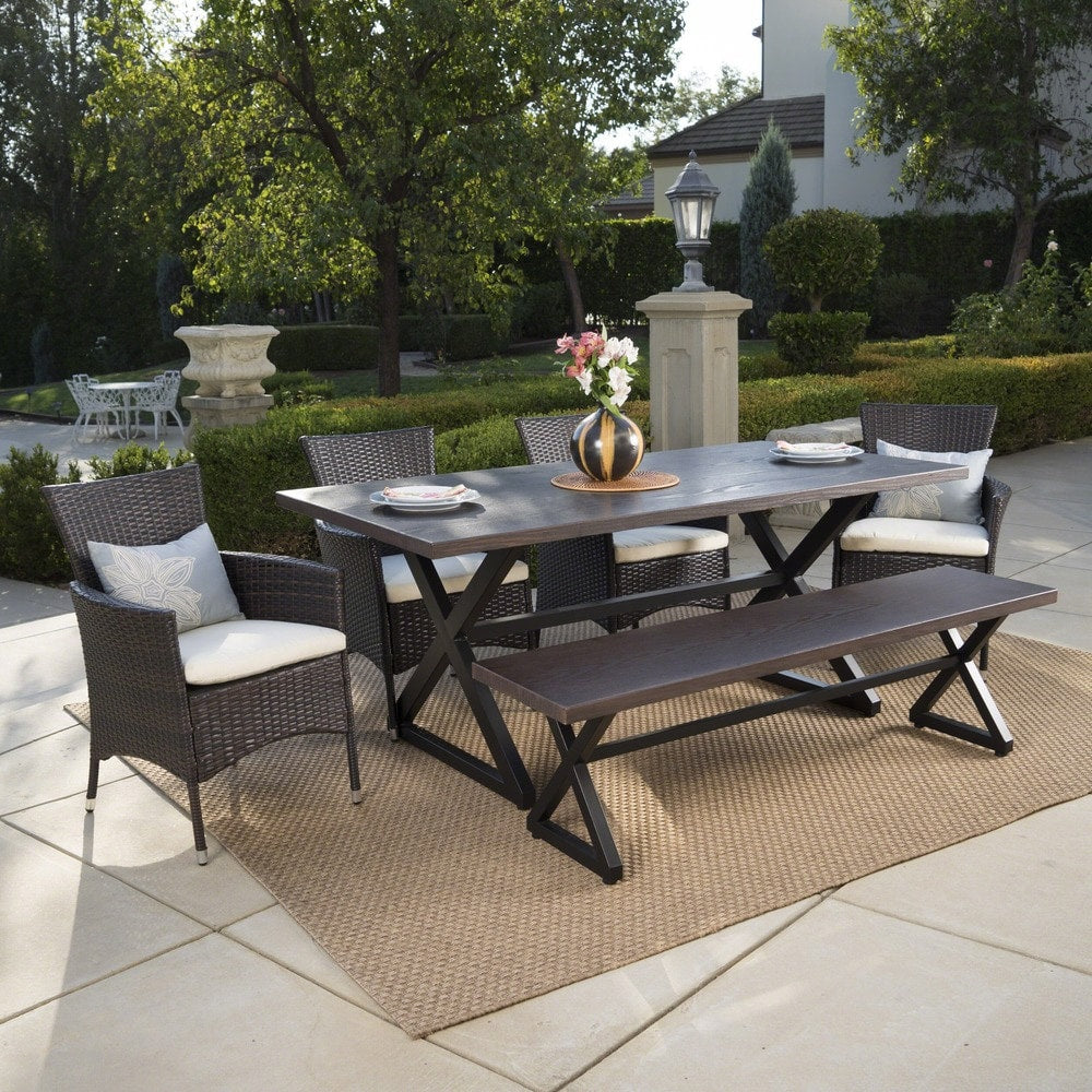 Owen Aluminum Wicker Outdoor 6-piece Dining Set by Christopher Knight Home