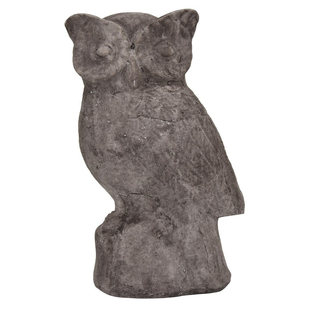Owl Garden Decoration in White Terracotta 7in L x 5in W x 10in H