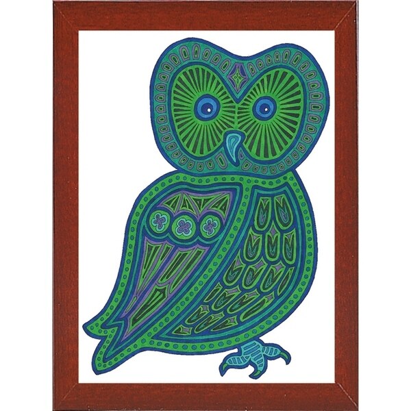 Owl Green-WILBAS99977 Framed Print 24.5"x17.75" by Willow Bascom