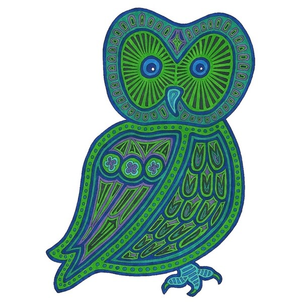 Owl Green-WILBAS99977 Framed Print 24.5"x17.75" by Willow Bascom