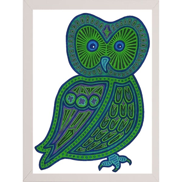Owl Green-WILBAS99977 Framed Print 24.5"x17.75" by Willow Bascom