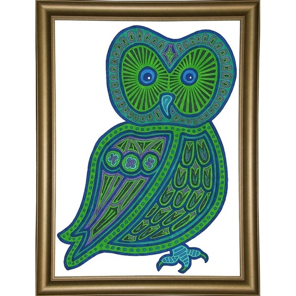 Owl Green-WILBAS99977 Framed Print 24.5"x17.75" by Willow Bascom