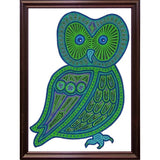 Owl Green-WILBAS99977 Framed Print 24.5"x17.75" by Willow Bascom
