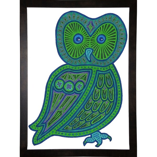 Owl Green-WILBAS99977 Framed Print 24.5"x17.75" by Willow Bascom