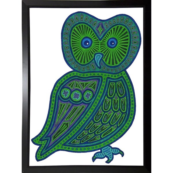 Owl Green-WILBAS99977 Framed Print 24.5"x17.75" by Willow Bascom