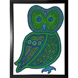 Owl Green-WILBAS99977 Framed Print 24.5"x17.75" by Willow Bascom
