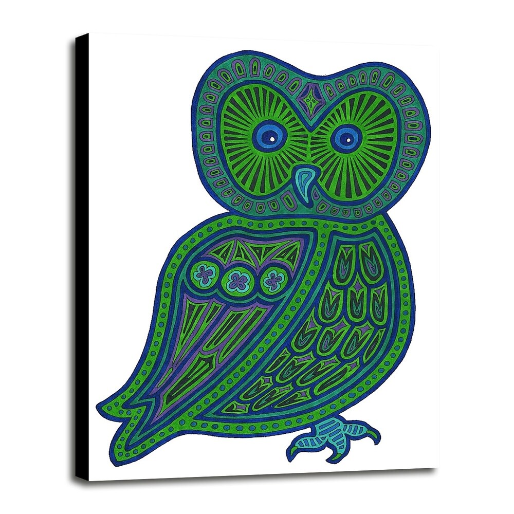 Owl Green-WILBAS99977 Framed Print 24.5"x17.75" by Willow Bascom