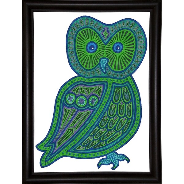 Owl Green-WILBAS99977 Framed Print 24.5"x17.75" by Willow Bascom