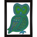 Owl Green-WILBAS99977 Framed Print 24.5"x17.75" by Willow Bascom