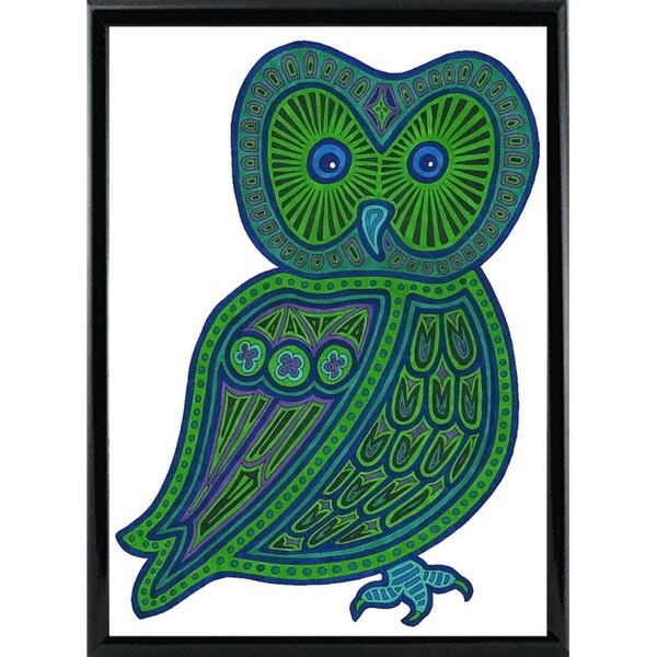 Owl Green-WILBAS99977 Framed Print 24.5"x17.75" by Willow Bascom