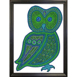 Owl Green-WILBAS99977 Framed Print 24.5"x17.75" by Willow Bascom