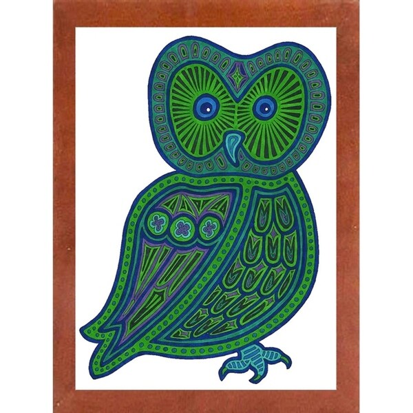 Owl Green-WILBAS99977 Framed Print 24.5"x17.75" by Willow Bascom