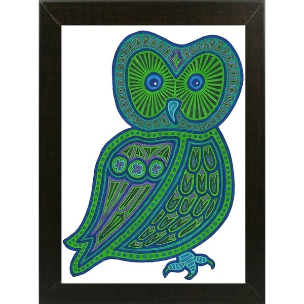 Owl Green-WILBAS99977 Framed Print 24.5"x17.75" by Willow Bascom