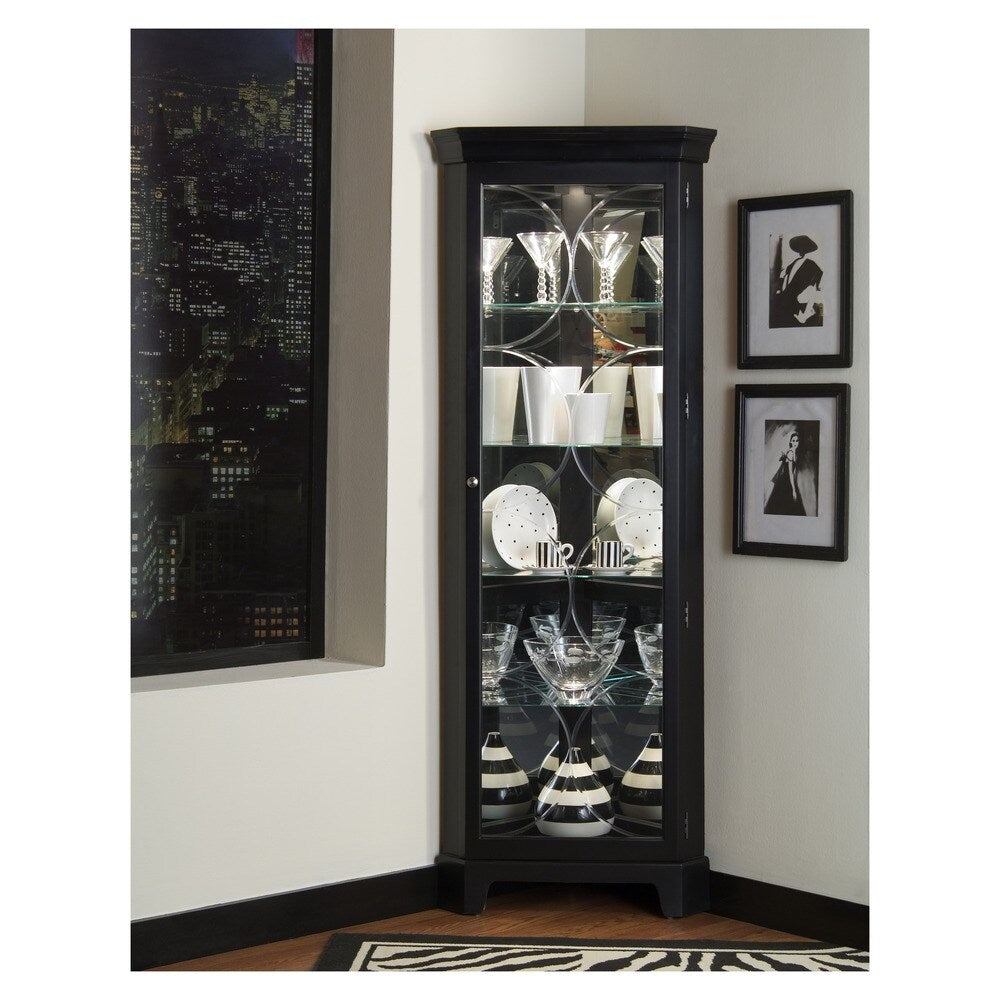 Oxford Black Corner Curio Cabinet - 27 x 15 x 74