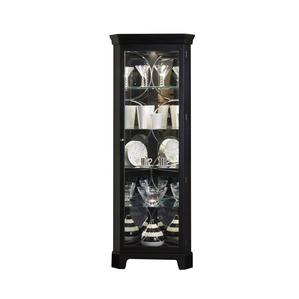 Oxford Black Corner Curio Cabinet - 27 x 15 x 74