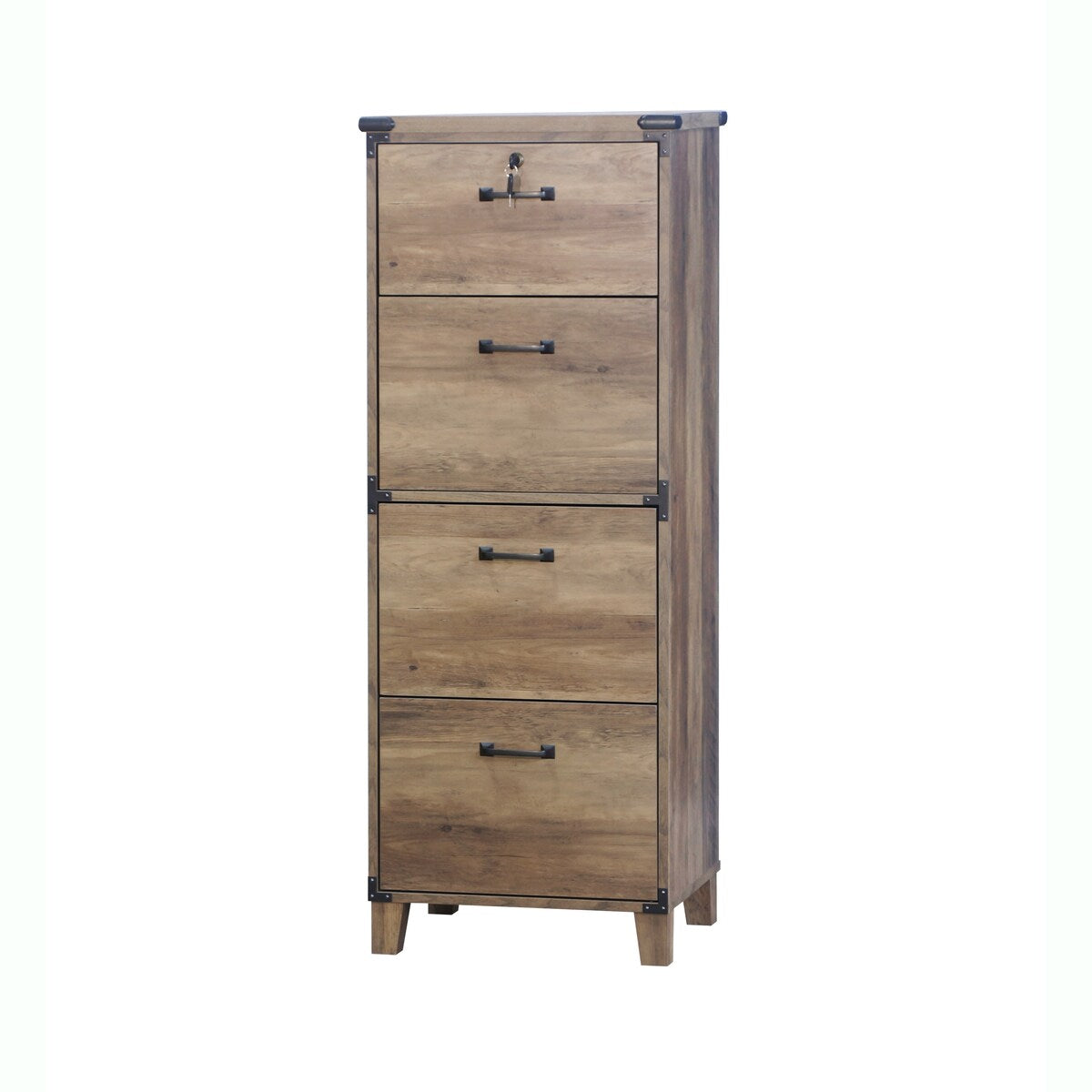 Oxford Farmhouse Rustic Oak 4-Drawer Lateral File