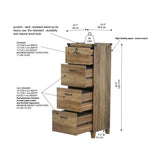 Oxford Farmhouse Rustic Oak 4-Drawer Lateral File